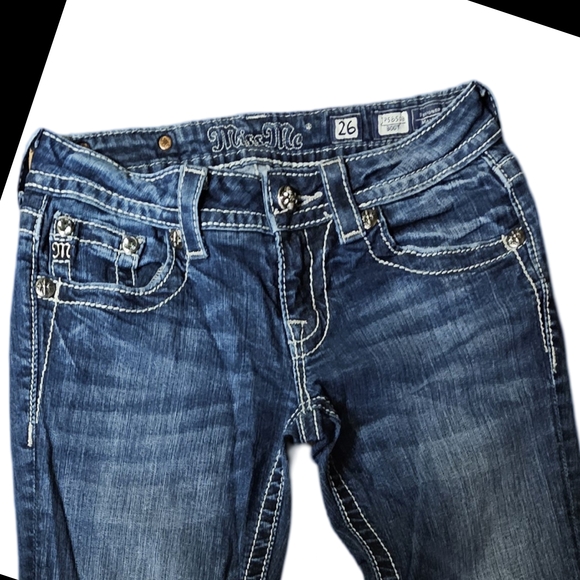 Miss Me Blue Boot Cut Jeans with Intricate Stitching - Picture 7 of 7